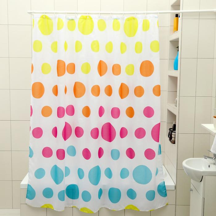 Штора для ванной комнаты Доляна «Цветное драже», 180×180 см, полиэстер